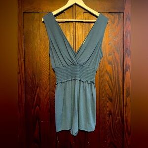 Urban Outfitters NWOT Blue Sleeveless Deep V-Neck Romper
